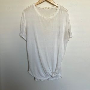 Oversized white tee with knot